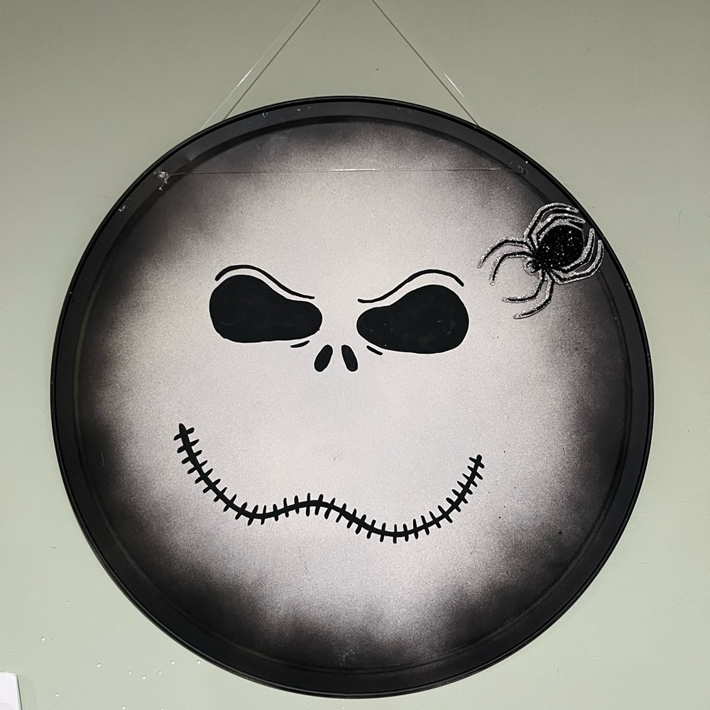 Homemade Jack Skeleton face Black and Gray Halloween Wall Decor - Picture 3 of 3